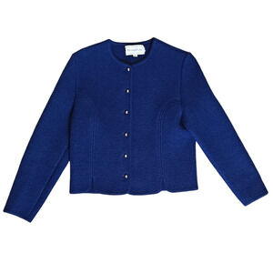 VTG The Eagle's Eye Worsted Wool Cardigan Sweater Women's 12 Gold Buttons‎ Blue